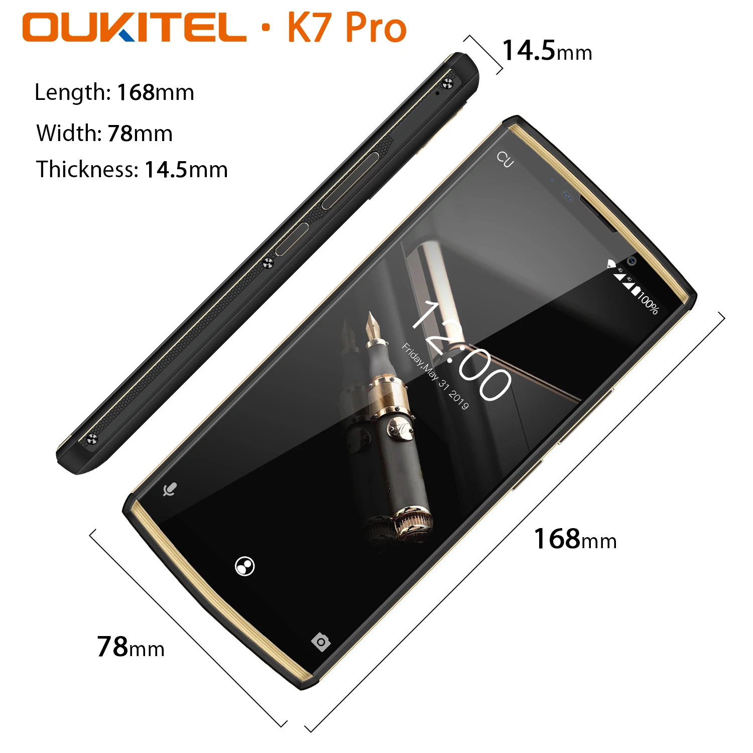 OUKITEL K7 Pro Смартфон Android 9,0 9В/2A мобильного телефона MT6763 Octa Core, 4G, Оперативная память 64G Встроенная память 6," FHD+ 18:9 10000 мАч, определение отпечатка пальца