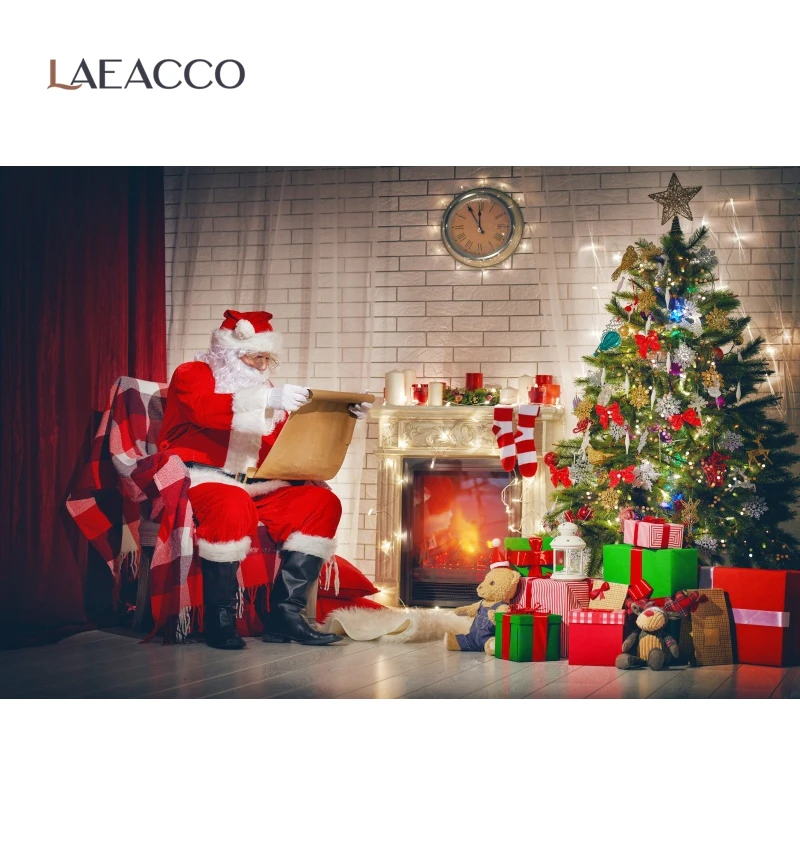Laeacco рождественские праздники дерево подарок детские игрушки камин Санта Клаус