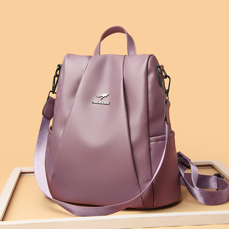 

Fashion Women Leather Backpack Designer Shoulder Bags For Women 2020 Travel Bag School Bags For Teenage Girls Mochila Feminina