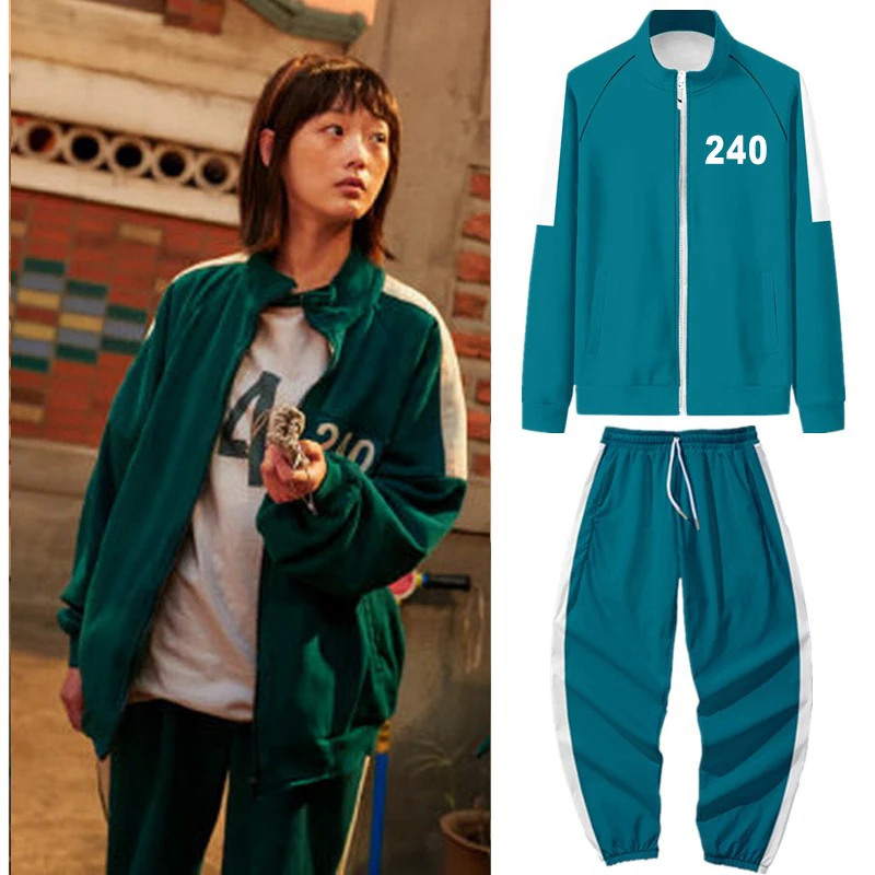 

Men Women Jacket squid game Pants Six Costumes Cosplay Pocket Sweatshirts Set Sports Zipper Cardigan Digital 456 Printing