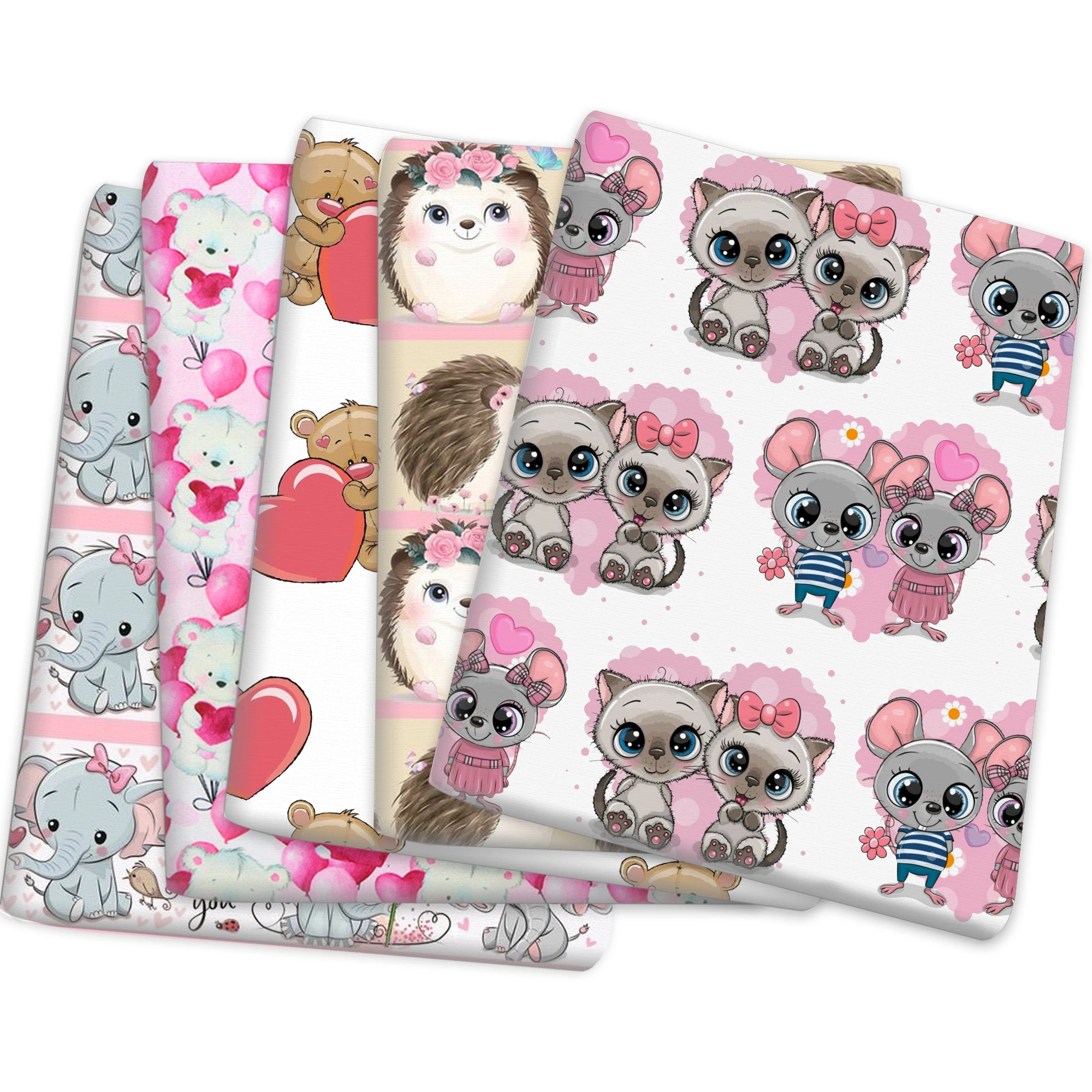 Ёж медведь слон сердце любовь полиэстер хлопок Материал Ткань Лоскутная ткань