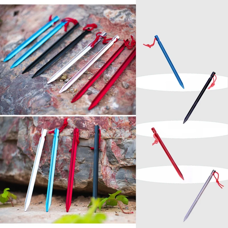 Профессиональные алюминиевые штыри для палаток 23 см с веревкой гвоздиками