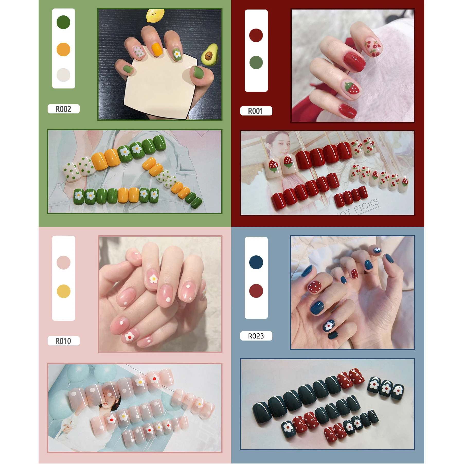 24 листа/набор накладные ногти 40 видов|Накладные ногти| |