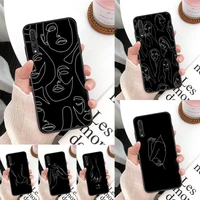 black line art phone case for huawei mate 30 pro p20 p30 p40 pro lite y7 y6 2019 case for honor 8x 8a 10 20lite 10i