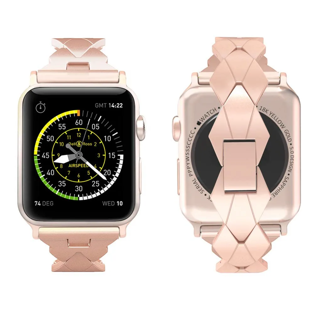 Ремешок из нержавеющей стали для Apple Watch band 4 5 44 мм 40 iWatch 3 2 42 38 ромбовидный браслет