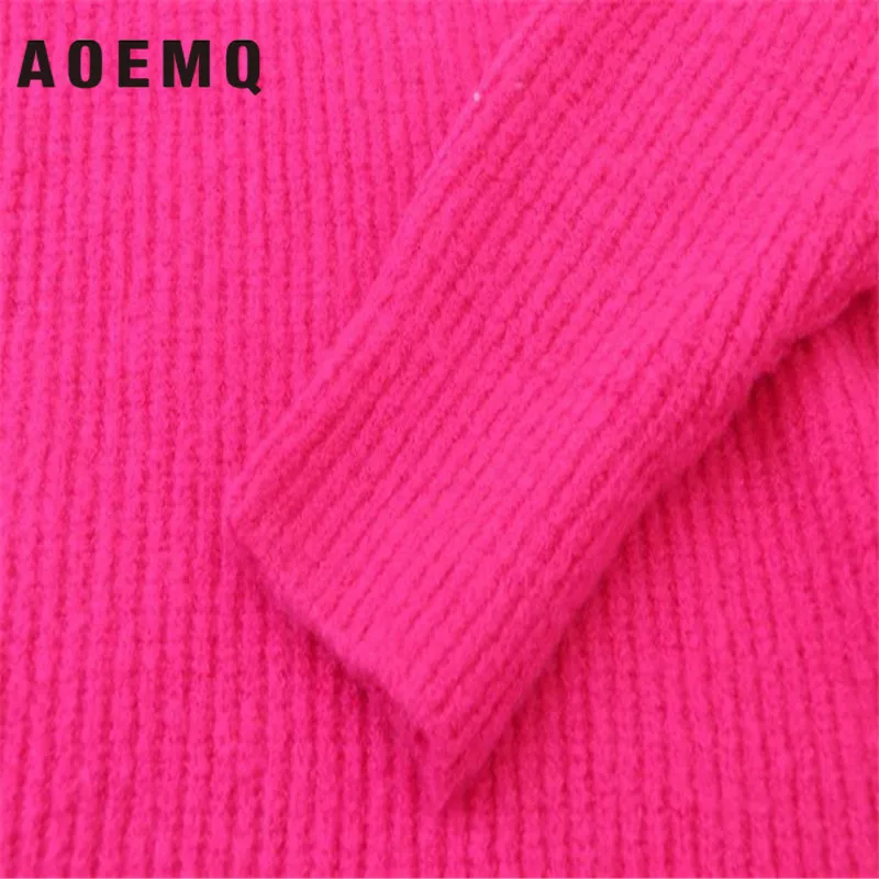 Свитер AOEMQ женский с высоким воротом флуоресцентного цвета | Женская одежда