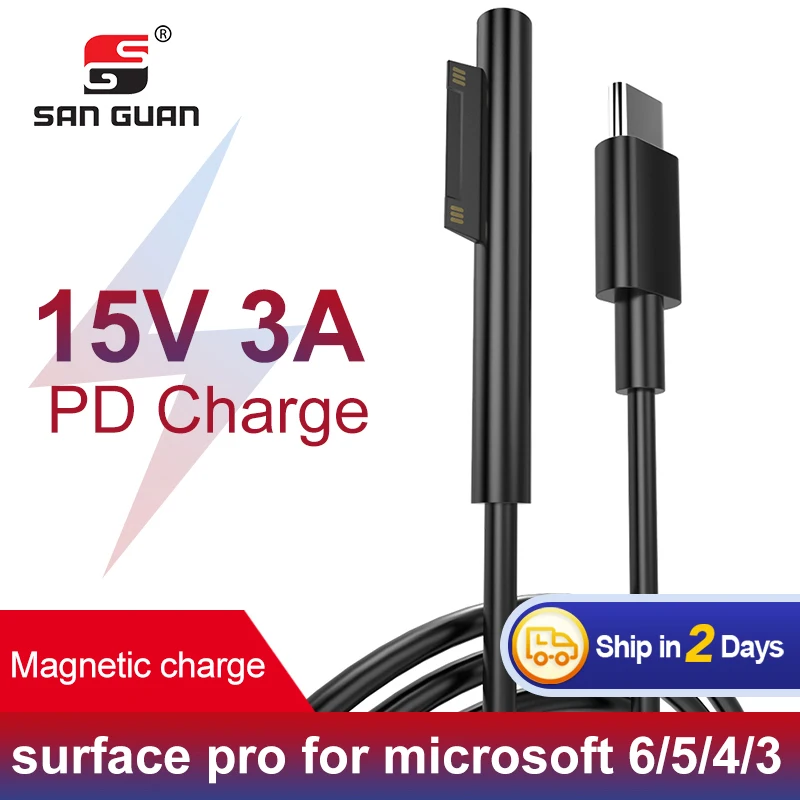 PD 3A 15V USB C к Microsoft поверхностному кабелю адаптер питания зарядный шнур 1 5 M для Surface