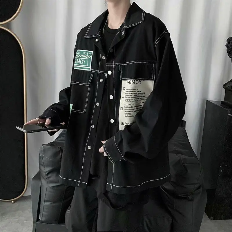 Черная джинсовая куртка бейсбольный бомбер женская мужская одежда 2021 Harajuku