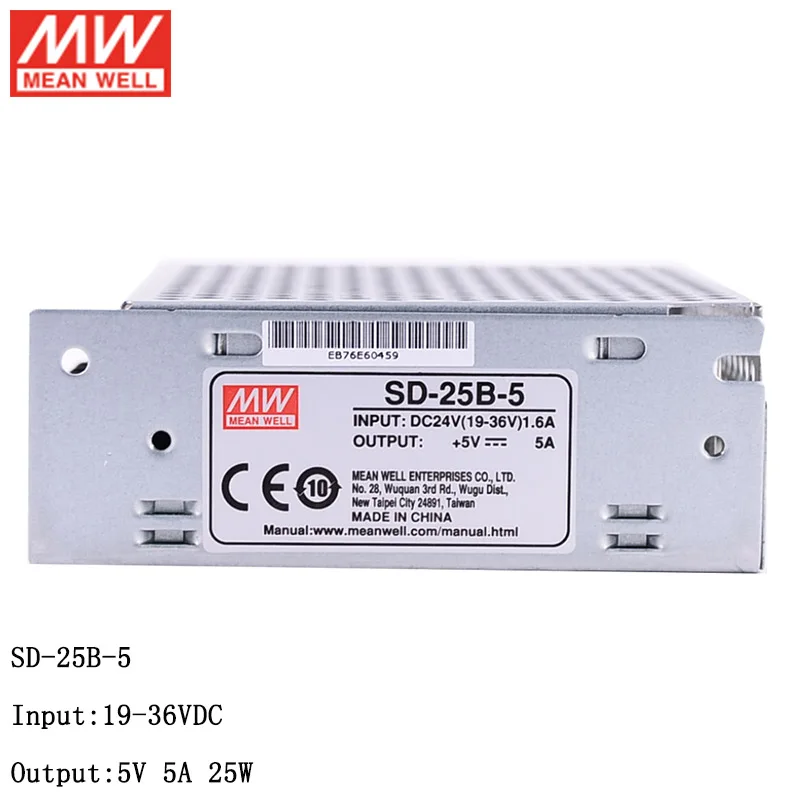 MEAN WELL SD-25A-5 9 2 ~ 18 В постоянного тока до 5 25 Вт DC-DC конвертер закрытый тип импульсный
