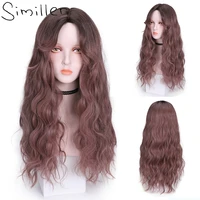 similler women synthetic wigs long curly hair for daily use with bangs black brown purple heat resistant fiber cosplay wig