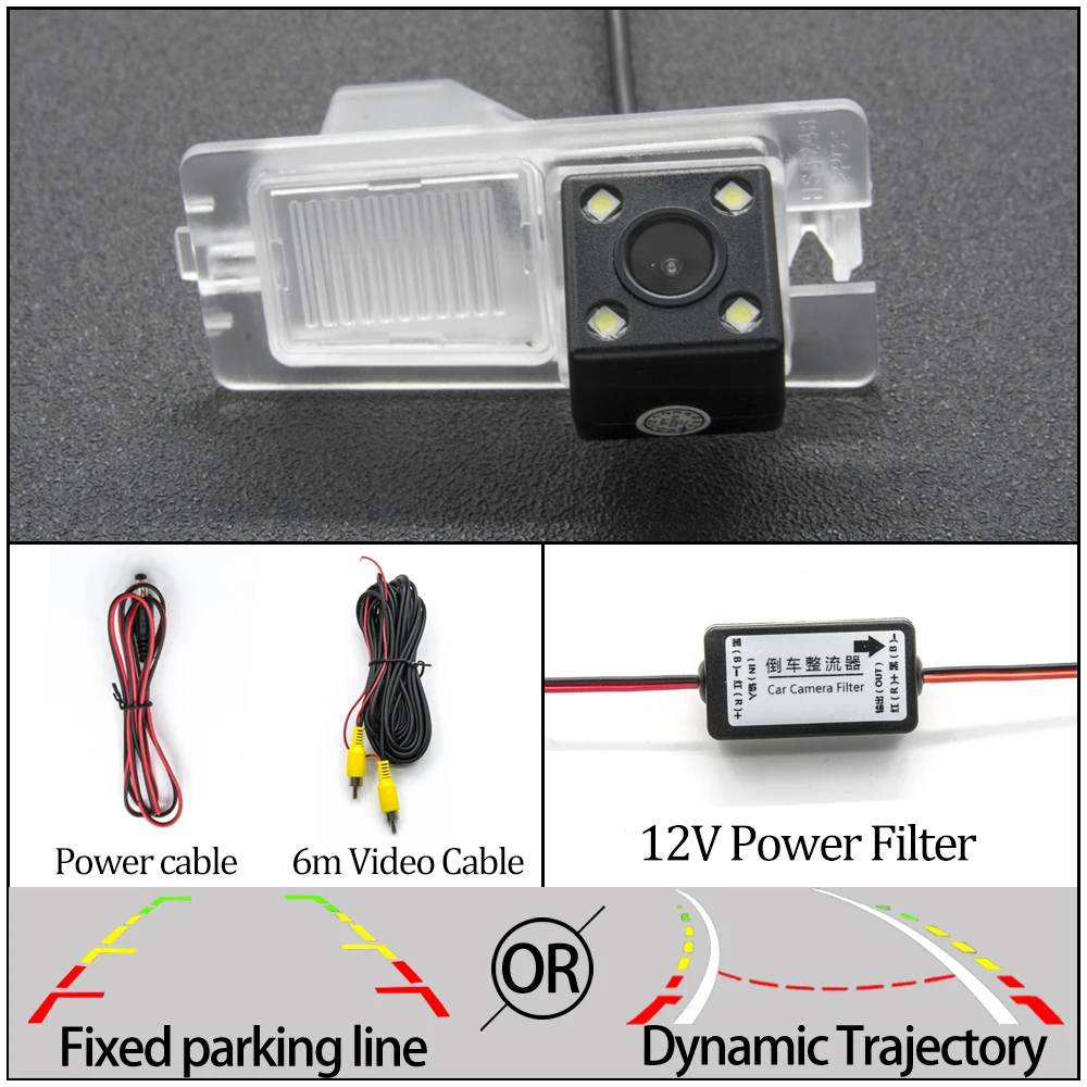4LED Camera N Filter Фиксированная или динамическая траектория камера заднего вида для SsangYong Ssang Yong Rexton Kyron Korando Actyon Rodius автомобильные аксессуары для парковки - Название цвета: 4LED Camera N Filter