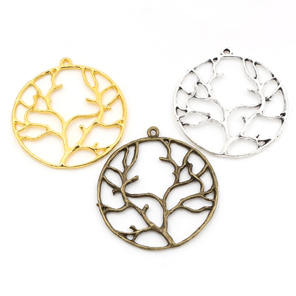 Подвеска ручной работы в виде дерева с покрытием антикварным серебром, бронзовым и золотым покрытием, 44x39 мм, 5 шт.: «сделай сам» для браслета, ожерелья