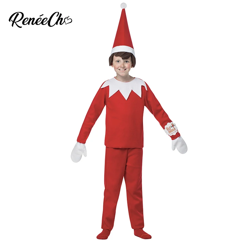 Семейный Рождественский костюм Reneecho Детский эльфа взрослый Красный новогодний