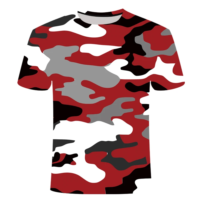 Red Gray green camouflage Clothing 3d Printed Tshirt Men Women Short Sleeve T-shirt Brand Top T shirt Funny Tees Asian size