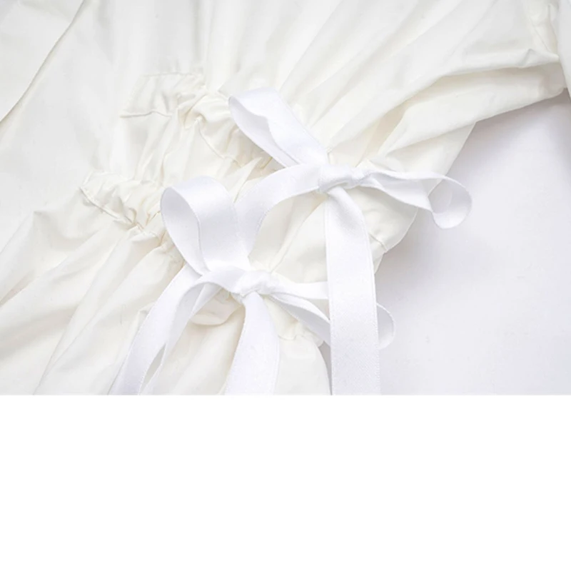 Белая дизайнерская блузка с завязкой на талии Новинка осени 2021 Женская Офисная