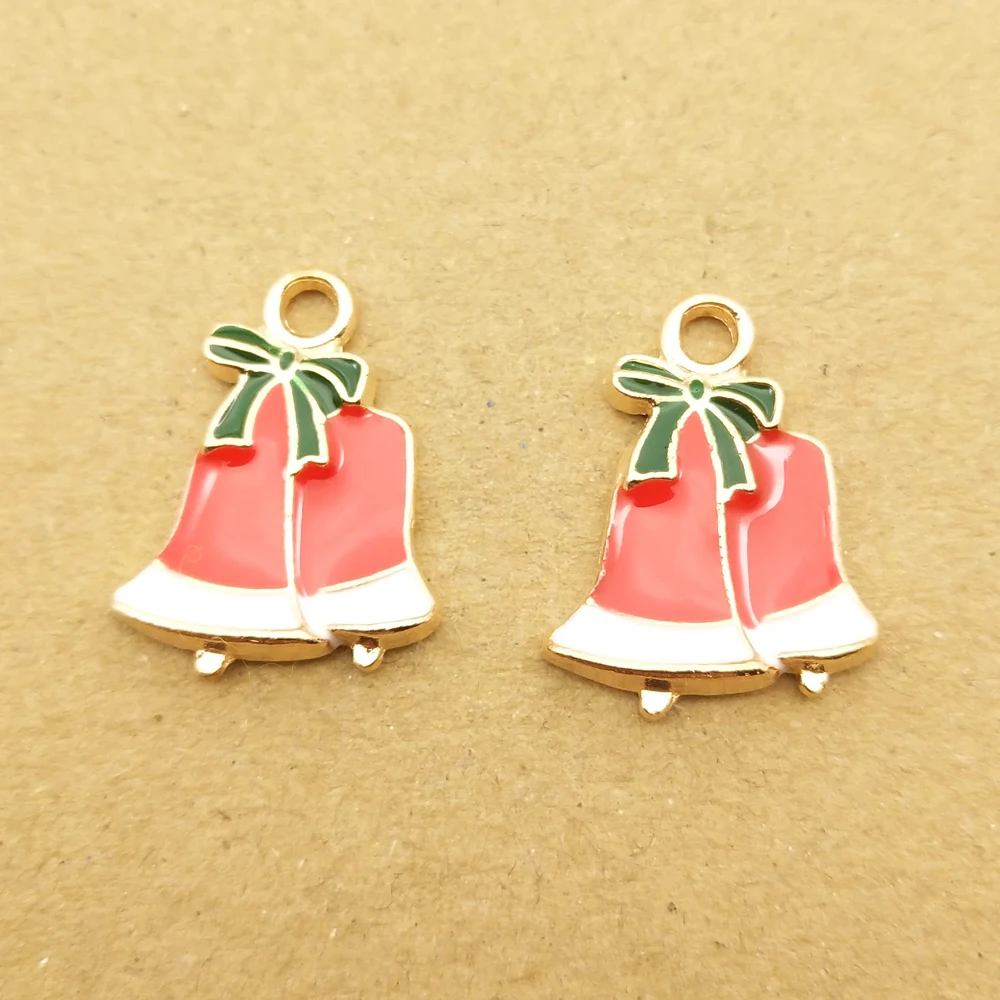 

10pcs 15x20mm christmas bell charm enamel charm for jewelry making and crafting earring pendant necklace bracelet charm