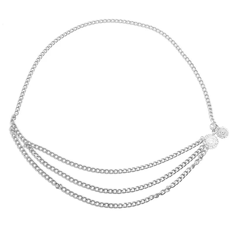 Женский модный ремень бедра высокая талия золото узкая толстая металлическая