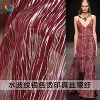 the cloth weave hot stamping printed crinkle chiffon silk fabrics 100 silk summer dress the sewig cloth freeshipping