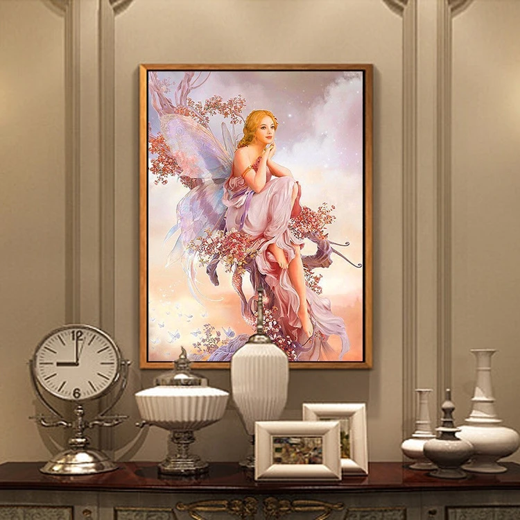 

GXMUL 5d New DIY Rhinestone Diamond Painting Butterfly Fairy Flower Embroidery Cross Stitch Mosaic Home Decoration Gift 2021