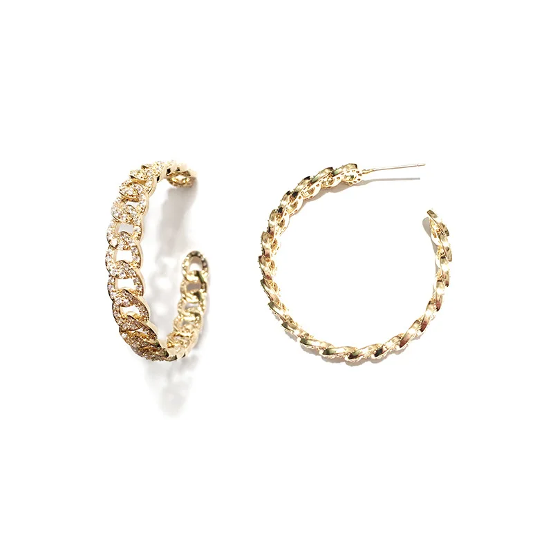 

ew Round Stainless Steel Hoop Earrings Zirconia Gold Color Copper Oval Rectangle Earrings for Women 2021 Pendientes