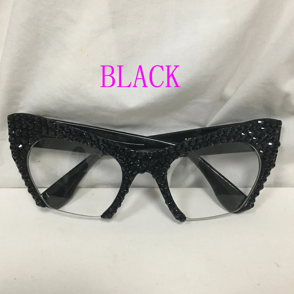BLACK Новинка, роскошные женские солнцезащитные очки с кристаллами, стразы, кошачьи глаза, солнцезащитные очки для женщин, украшения, женские дизайнерские очки - Цвет линз: BLACK