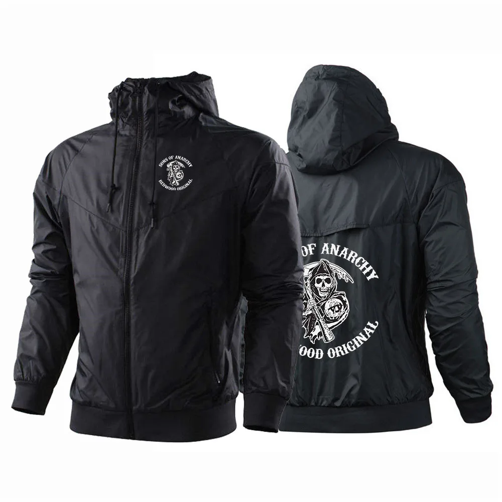 

Summer Sons Of Anarchy Hoodies Male Harajuku Windbreaker Zipper Coats Print Jackets Sport Man's SOA SAMCRO Unisex College Tops
