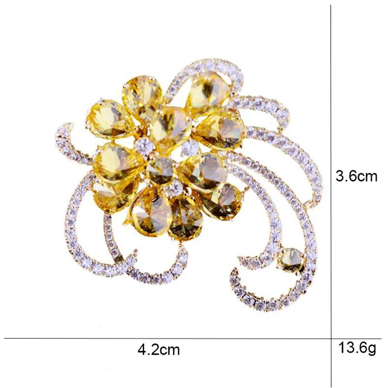 Роскошный AAA цветок с цирконом стразы брошь на булавке винтажные хрустальные