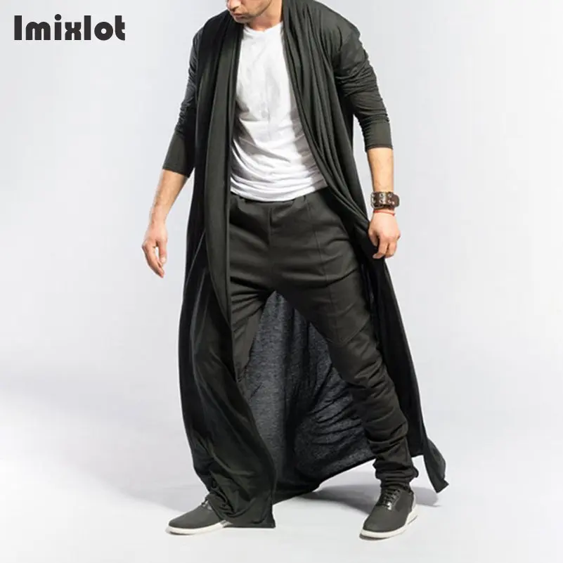 Повседневная мужская накидка Imixlot длинный модный Свободный кардиган мужской