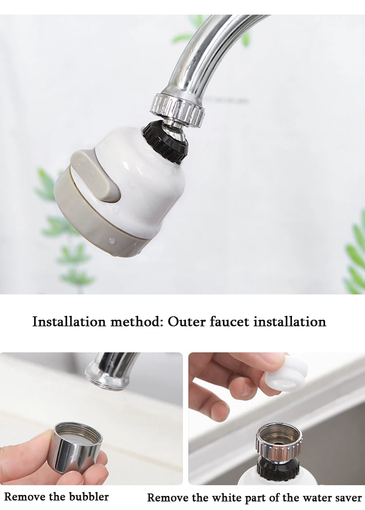 Kitchen Faucet Head 360Rotate Water Saving Tap with 3 Modes Spray Head Moveable Nozzle Filter for Household Bathroom Accessories