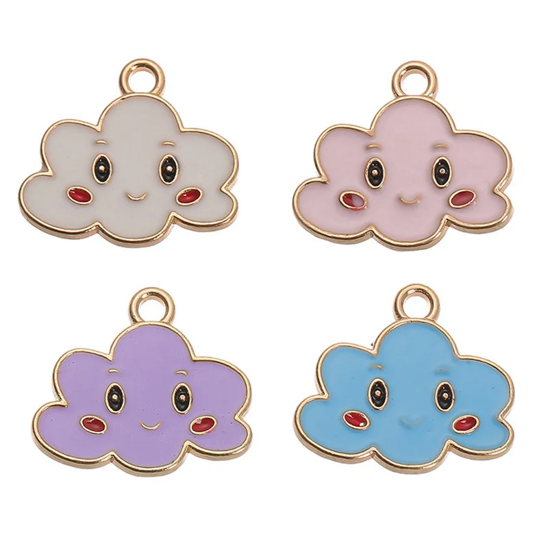 

10 шт., эмалированные Подвески Julie Wang в виде улыбающегося облака