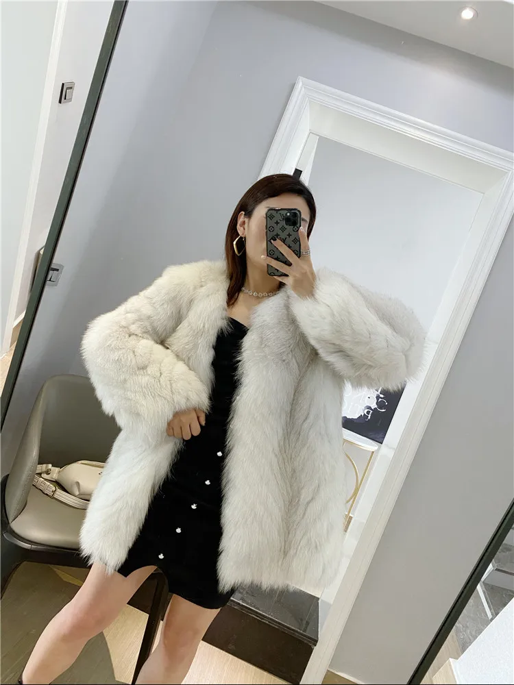 

Осень/Зима Шуба из натурального Лисьего меха, Женская универсальная уличная одежда для работы, плотная теплая верхняя одежда для молодежи