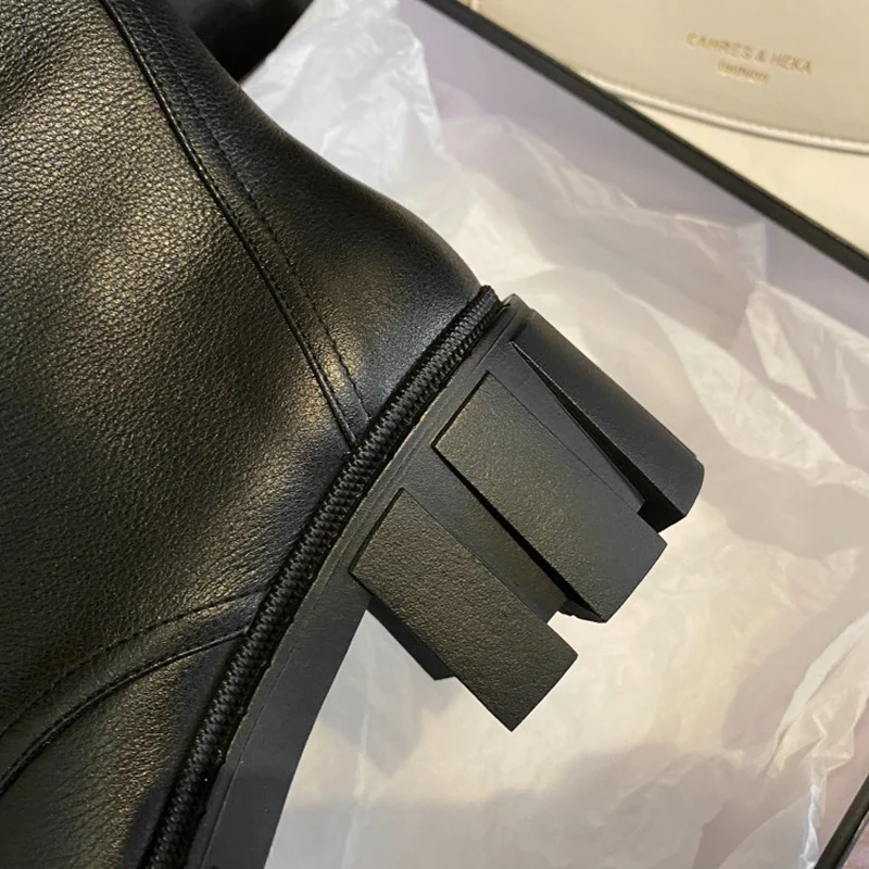 TAOFFEN Woman Short Boots Genuine Leather Thick Bottom Platform Ankle Cool Winter Shoes Footwear Size 34-39 | Обувь