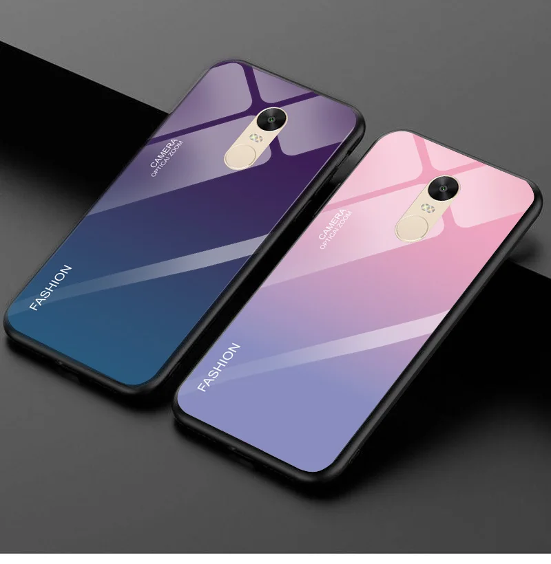 Градиентный телефонный чехол для Redmi Note 4x закаленное Стекло чехол для Xiaomi Redmi Note 4 глобальная версия защищают заднюю крышку Чехлы-бамперы