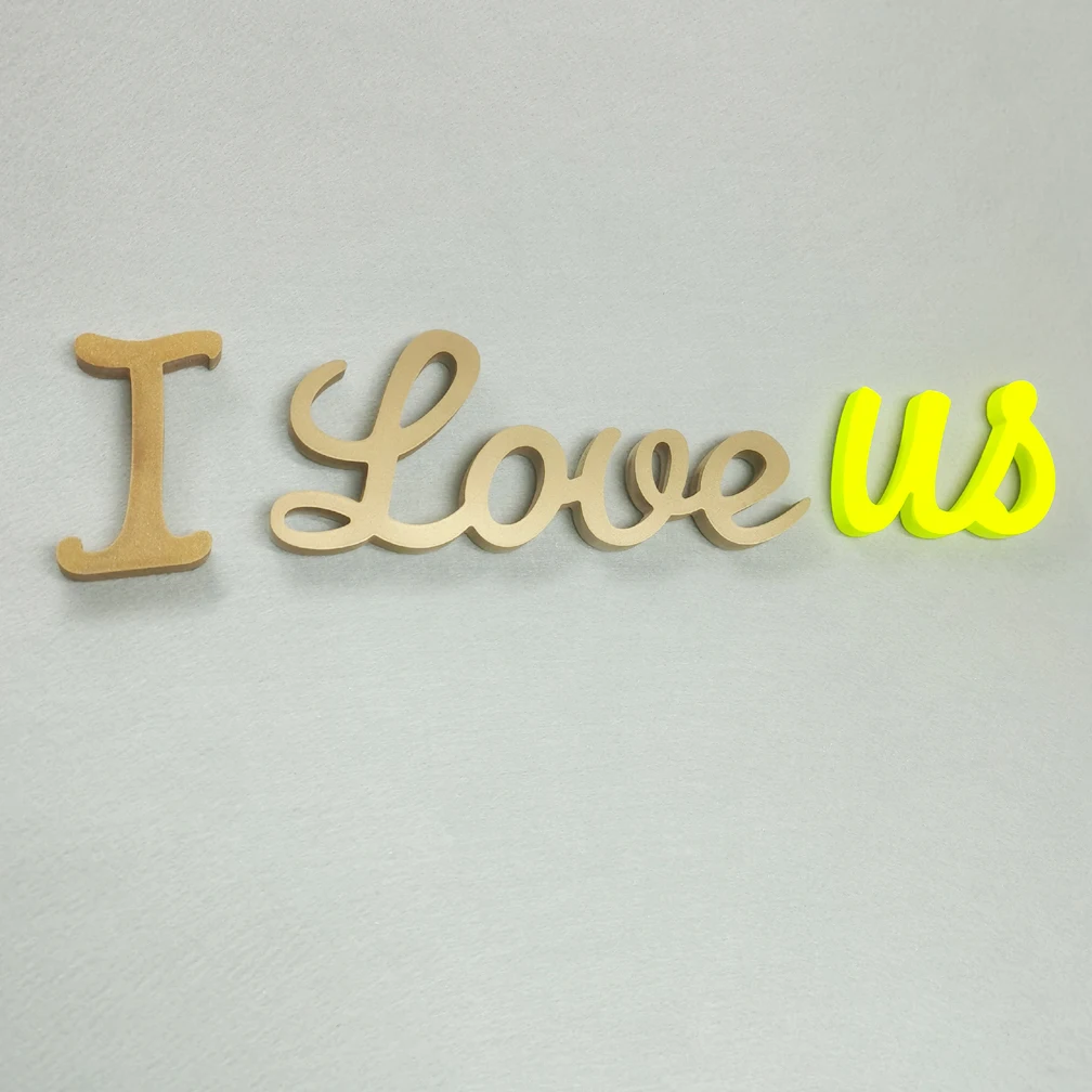 Customized Wood Wooden Words I Love Us Name Logo Shape For Kid's Boy Girls Baby Shower Birthday Wedding Party Decoration Design | Дом и