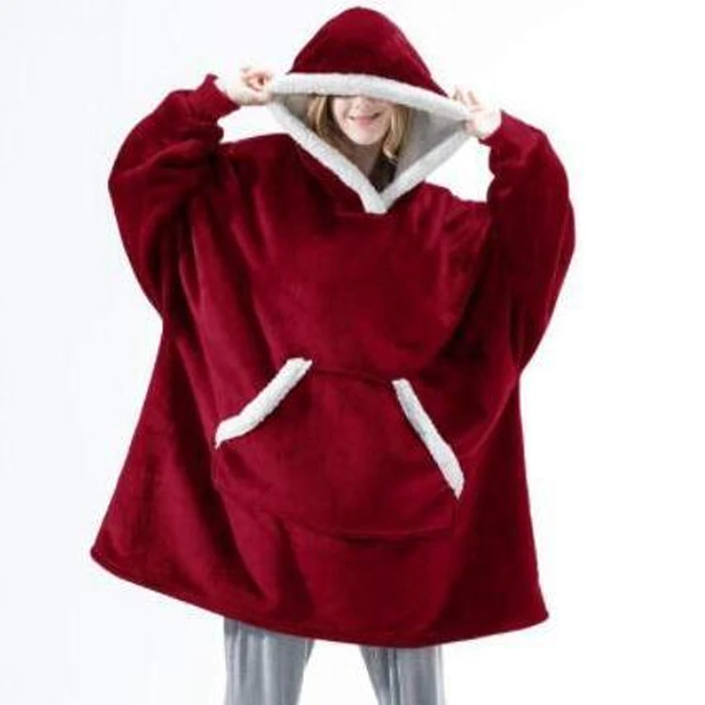 

Winter Plaids Hooded Blanket Adult Soft Warm Fluffy Fleece Sofa Blanket With Sleeves Plush Wearable Hooded Blankets Hoodie