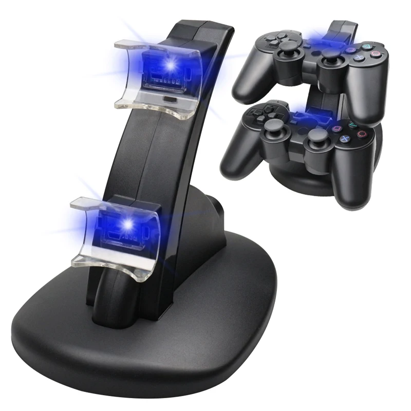 Двойное зарядное устройство для PS3 зарядная док-станция + USB кабель для Sony PlayStation 3 консоль контроллера Бесплатная доставка - изображение