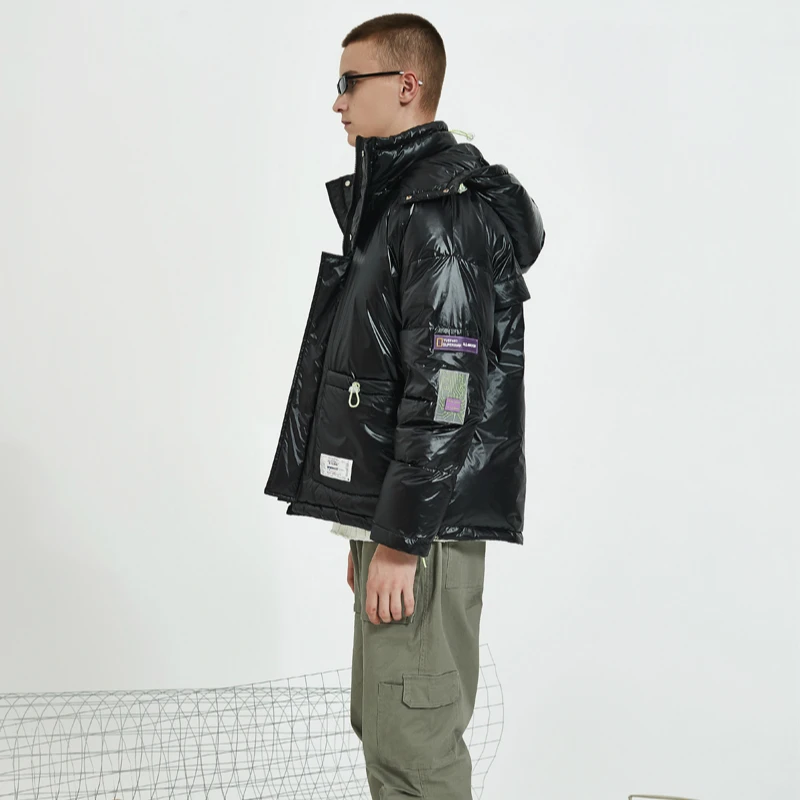 

2019 Winter New Tide Brand Men's Glossy Tooling Short Down Jacket Coat Tide Men Casual Street Style Warm Fashion Teen Short