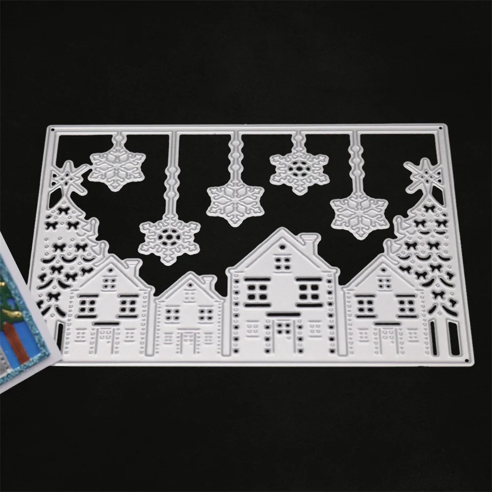 Рождество снежинка дом тиснение резка Плесень инструмент шаблон формы карты