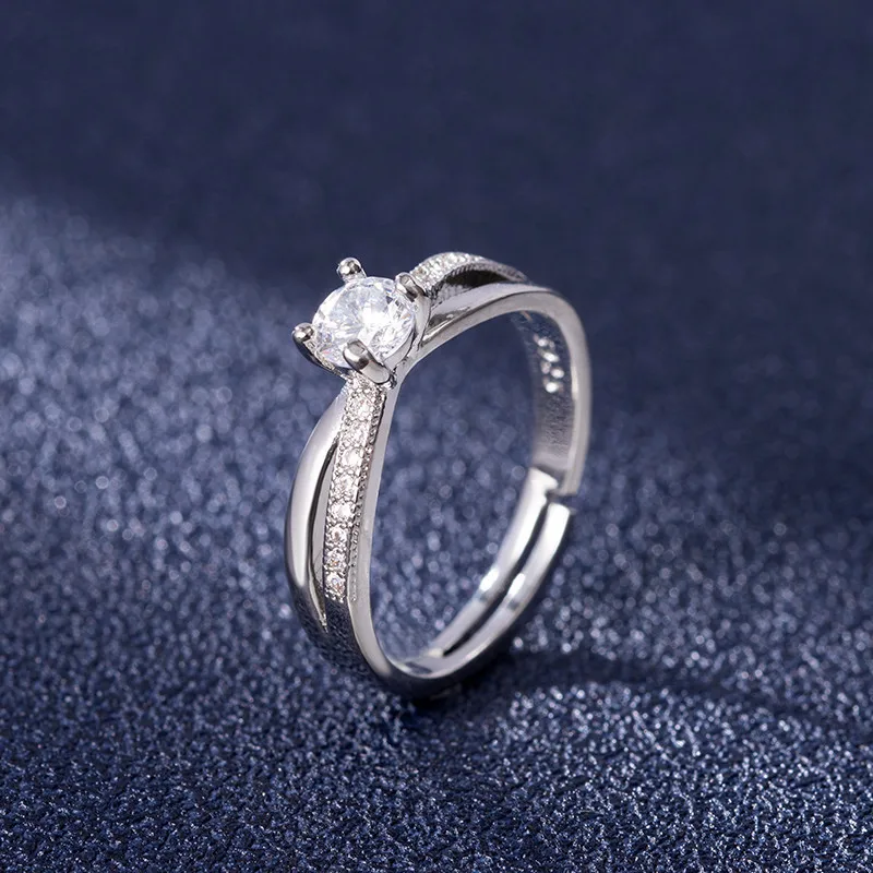 

Classic Four Prong Zircon Women's Adjustable Rings for Women Brand Wedding Engagement Jewelry Bague