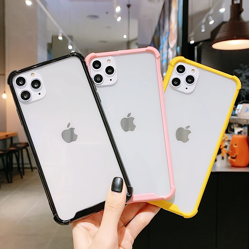 Candy Color Transparent Shockproof Phone Case For iPhone 11 Pro Max XR X XS 7 8 6S Plus Soft Acrylic Cover Bag | Мобильные телефоны