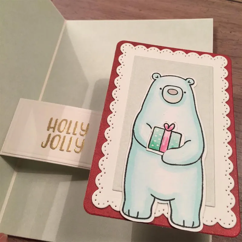 Медведь обнимает штампы и набор Happy Hoilday прозрачный штамп Вырубные для DIY бумажные