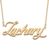 zachary name necklace for women stainless steel jewelry with gold plated nameplate pendant femme mother girlfriend gift