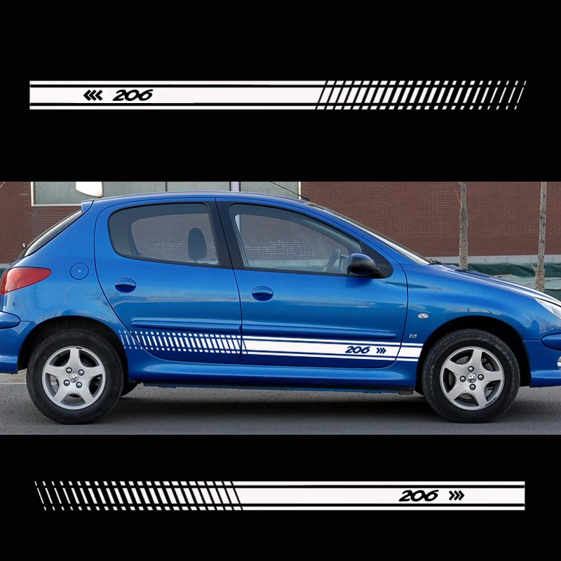 Стильная наклейка на кузов автомобиля Виниловая гоночную полоску для Peugeot 206