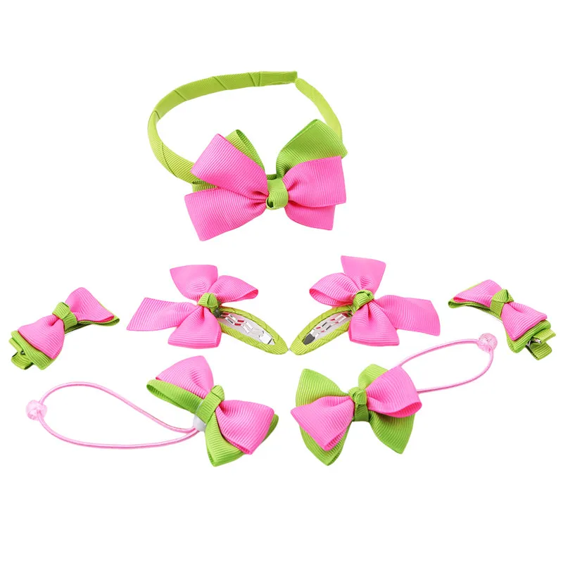 

New Fashion Children Hairband Korean Style Lovely Bow Headwear Hair Clip Dot Headband Set Women Hair Accessories