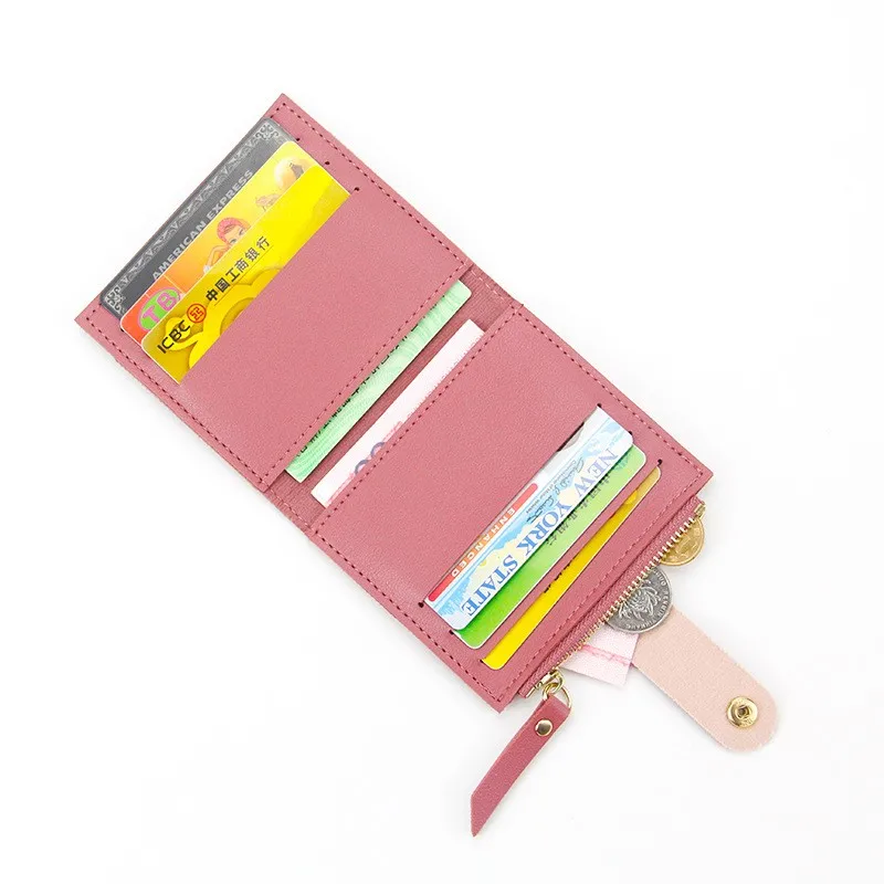 

Simple Women Purse PU Leather Zipper Fresh Coin Pouch Short Hasp Multi-Card Wallet Ladies High Quality Casual Mini Card Holder