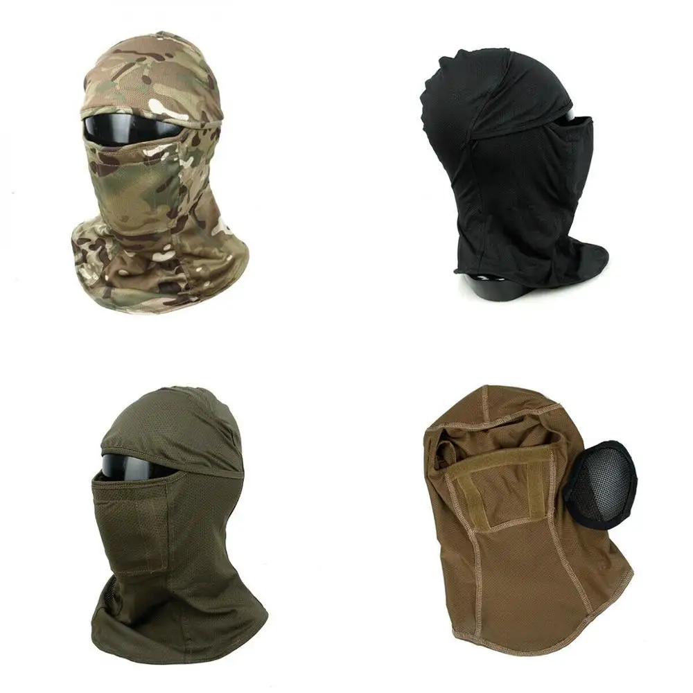 

Outdoor CS Tactical Camo Head Cover Metal Mesh Balaclava Full FaceMask Sunscreen Dust-proof Full-wrapped Headscarf Free Shipping