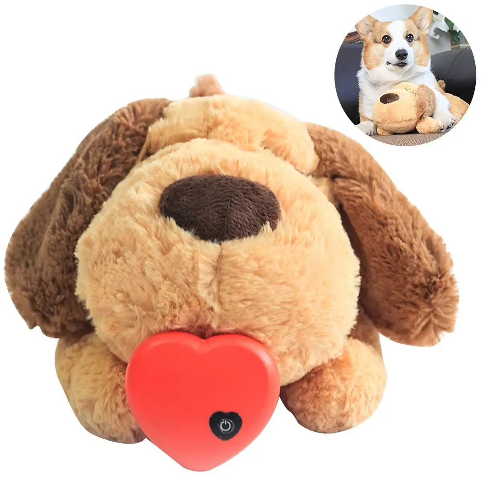 

Sound Dog Toy Squeaky Sound Dog Plush Toy Behavioral Training Aid Toy Heart Beat Soothing Plush Doll Sleep For Smart Dogs Cats
