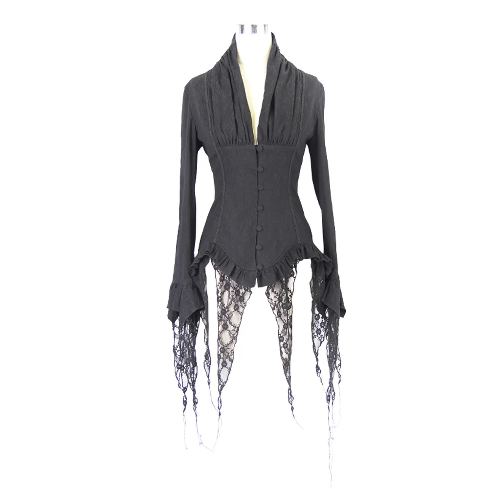 

Eva Lady Women's Gothic Long Sleeve V Neck Shirt Punk Rock Sexy Petal Sleeve Music Festival Stage Performance Blouses