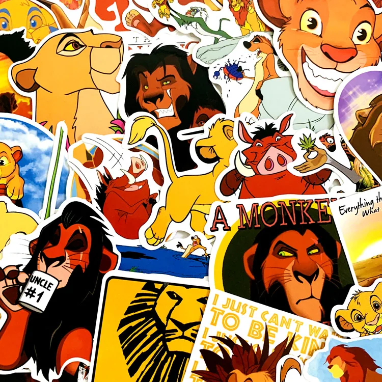 50 шт., наклейка "Король Лев" Simba из мультфильма, ПВХ, водонепроницаемая наклейка для компьютера, скейтборда, мотоцикла, багажа, холодильника, ноутбука