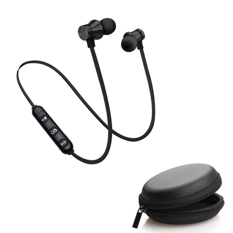black with box Магнитные bluetooth-наушники, беспроводные наушники-вкладыши с микрофоном, Спортивная bluetooth-гарнитура, цветная bluetooth-гарнитура - Цвет: black with box